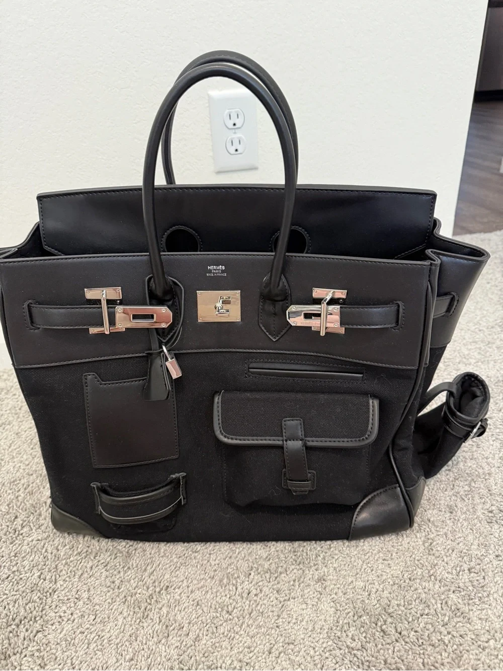 INSPIRED … Black Canvas & Leather Top-Handle Tote